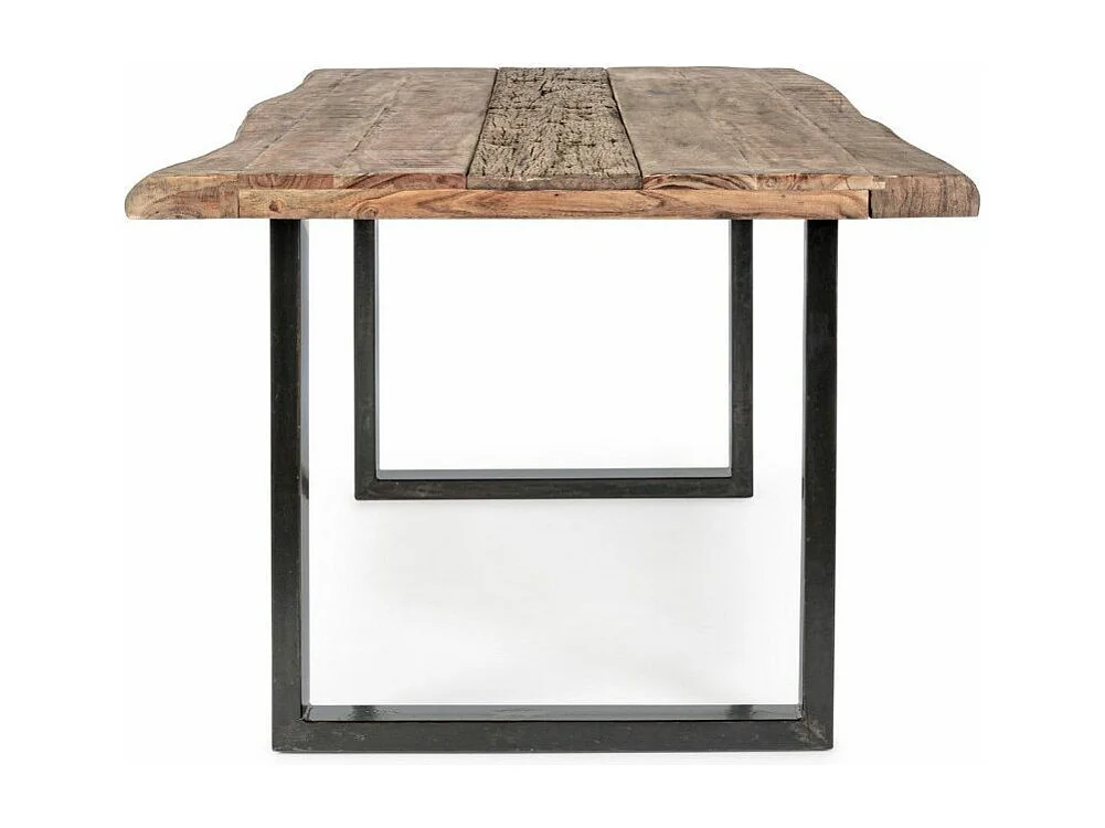 Rechthoekige acaciahouten eettafel op 2 zwart stalen poten Natty 180 cm