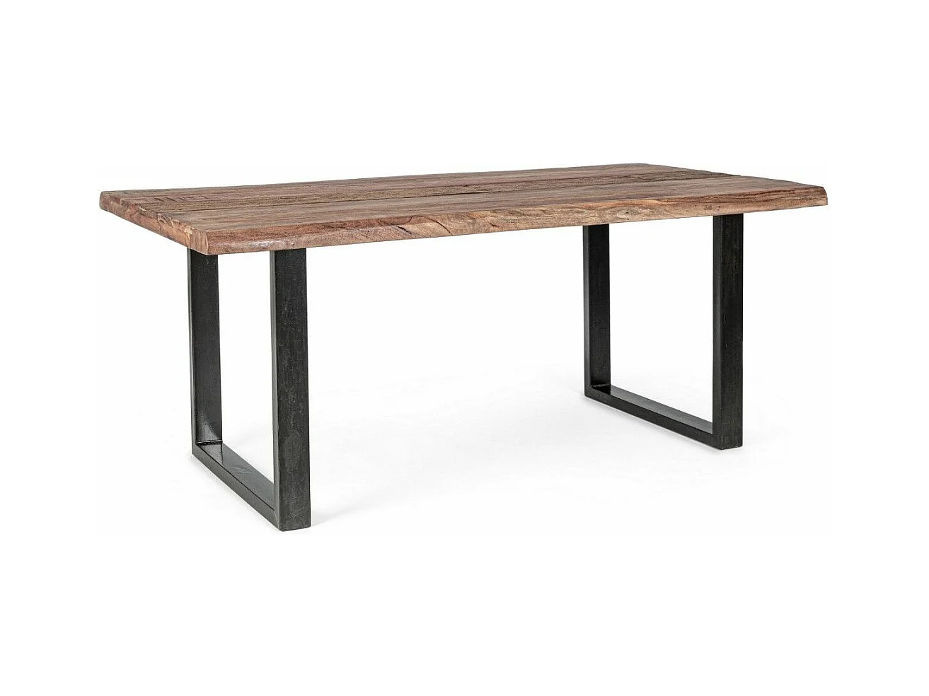 Table à manger rectangulaire en bois d'acacia sur 2 pieds acier noir Natty 180cm
