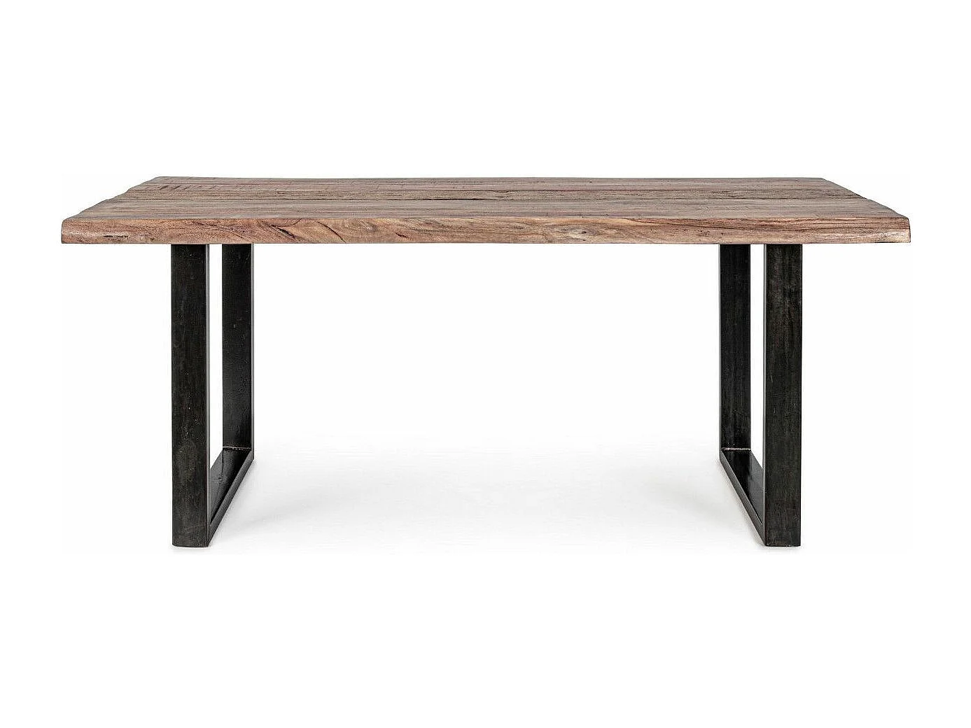 Rechthoekige acaciahouten eettafel op 2 zwart stalen poten Natty 180 cm