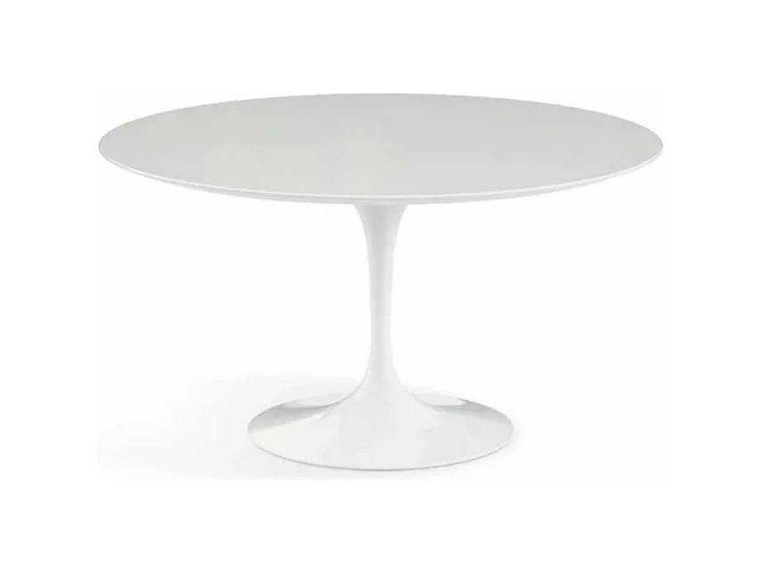 Table tulipe ronde-Plateau Blanc mat-Diamètre 140 cm-Piètement Blanc mat