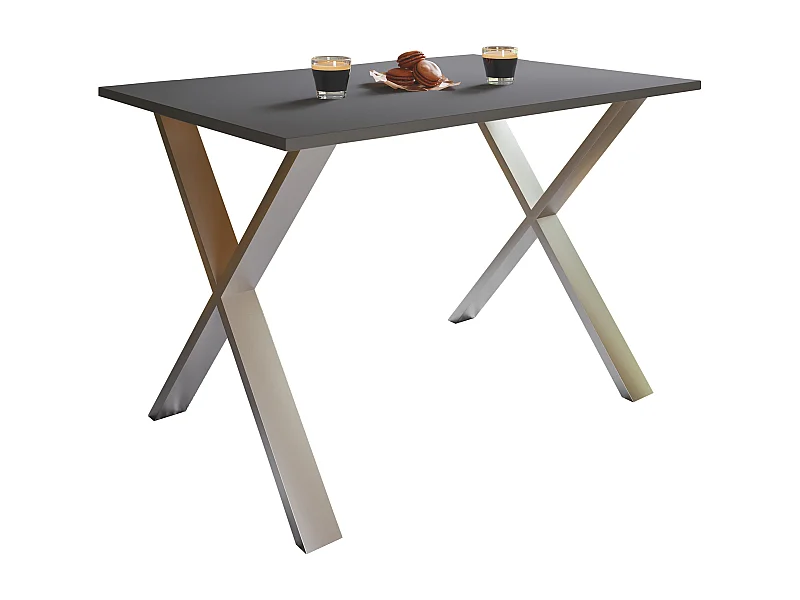 Dining table Xona Silver / Anthracite H. 76 x W. 140 x D. 50 cm