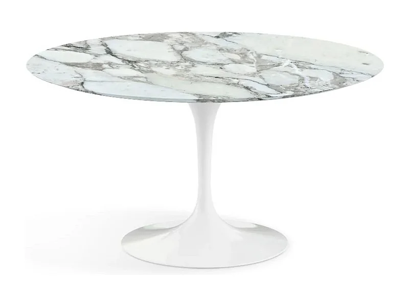 Hoogwaardige ronde marmeren tulpentafel-Plateau Arabescato-marmer-Diameter 80cm-Baseren Briljant wit