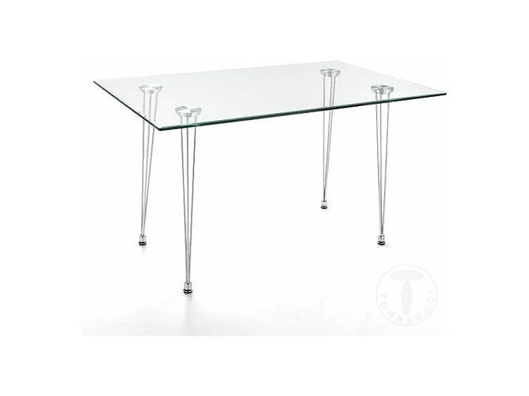 Table rectangle en verre trempé et pieds en acier Zony L 130cm
