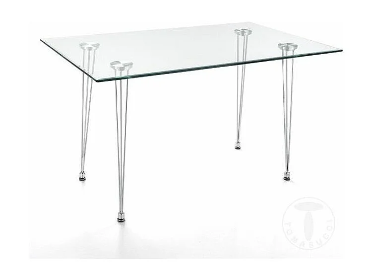 Table rectangle en verre trempé et pieds en acier Zony L 130cm
