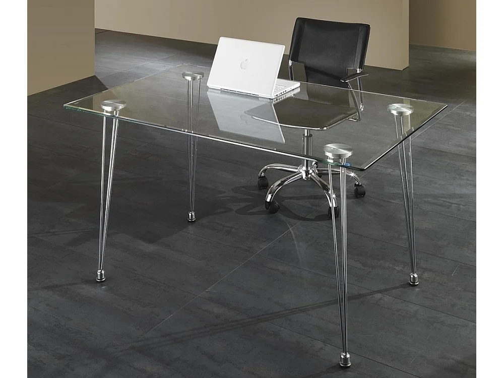 Table rectangle en verre trempé et pieds en acier Zony L 130cm