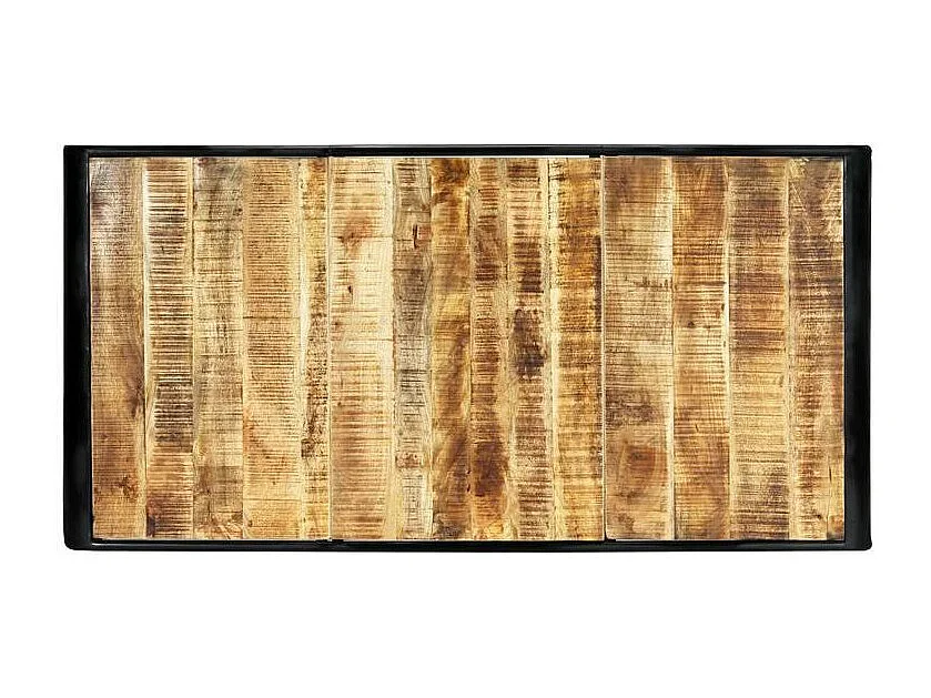 Table manguier massif clair et pieds métal noir Surry 180cm