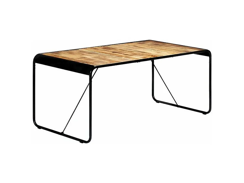 Table manguier massif clair et pieds métal noir Surry 180cm