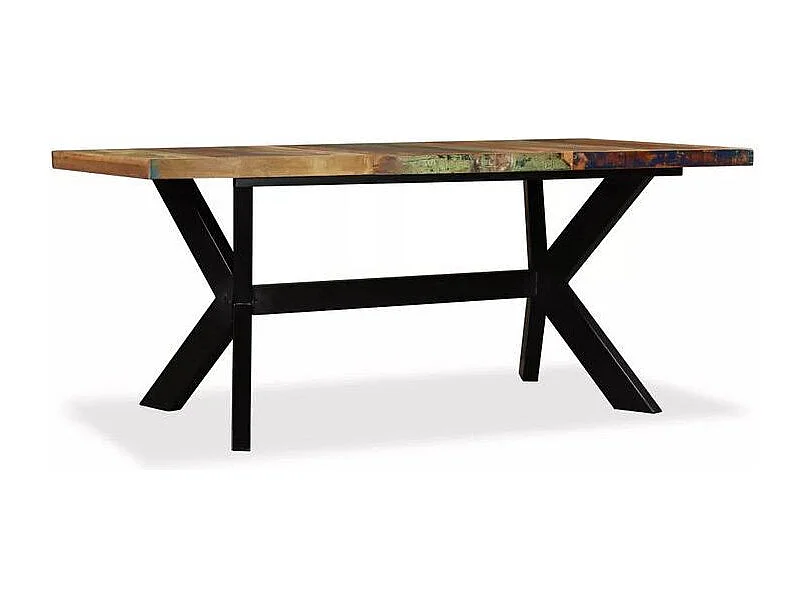 Table à manger bois massif recyclé et pieds métal noir Maxi 180cm