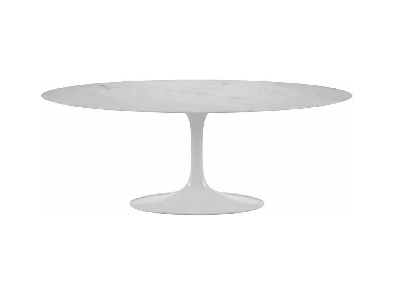 Table tulipe ovale-Plateau Blanc mat-Largeur 220 cm-Piètement Blanc brillant