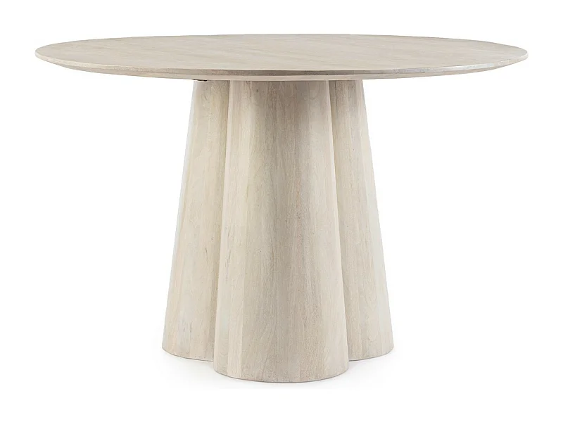 Table à manger ronde en bois massif naturel Noza 120cm