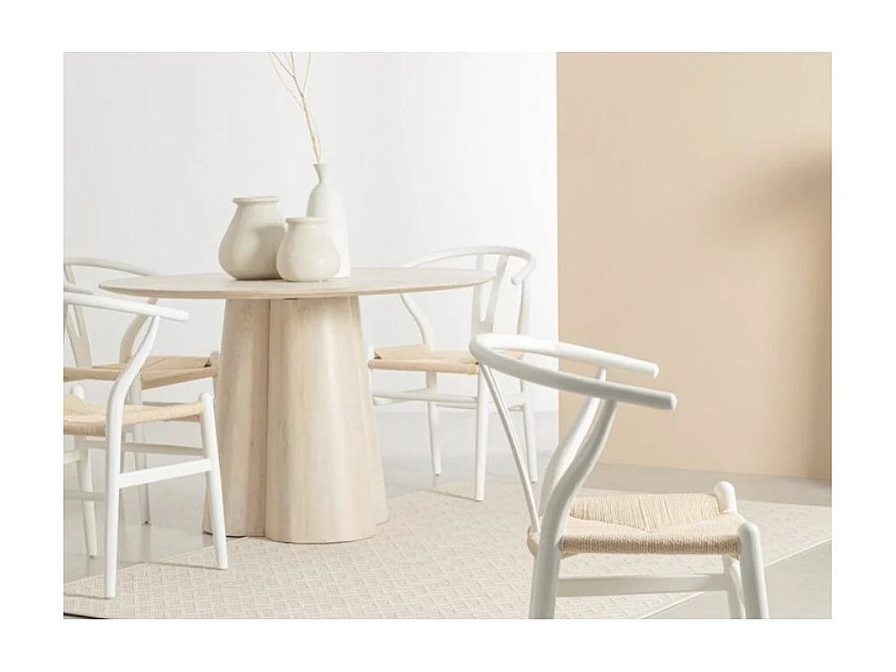 Table à manger ronde en bois massif naturel Noza 120cm