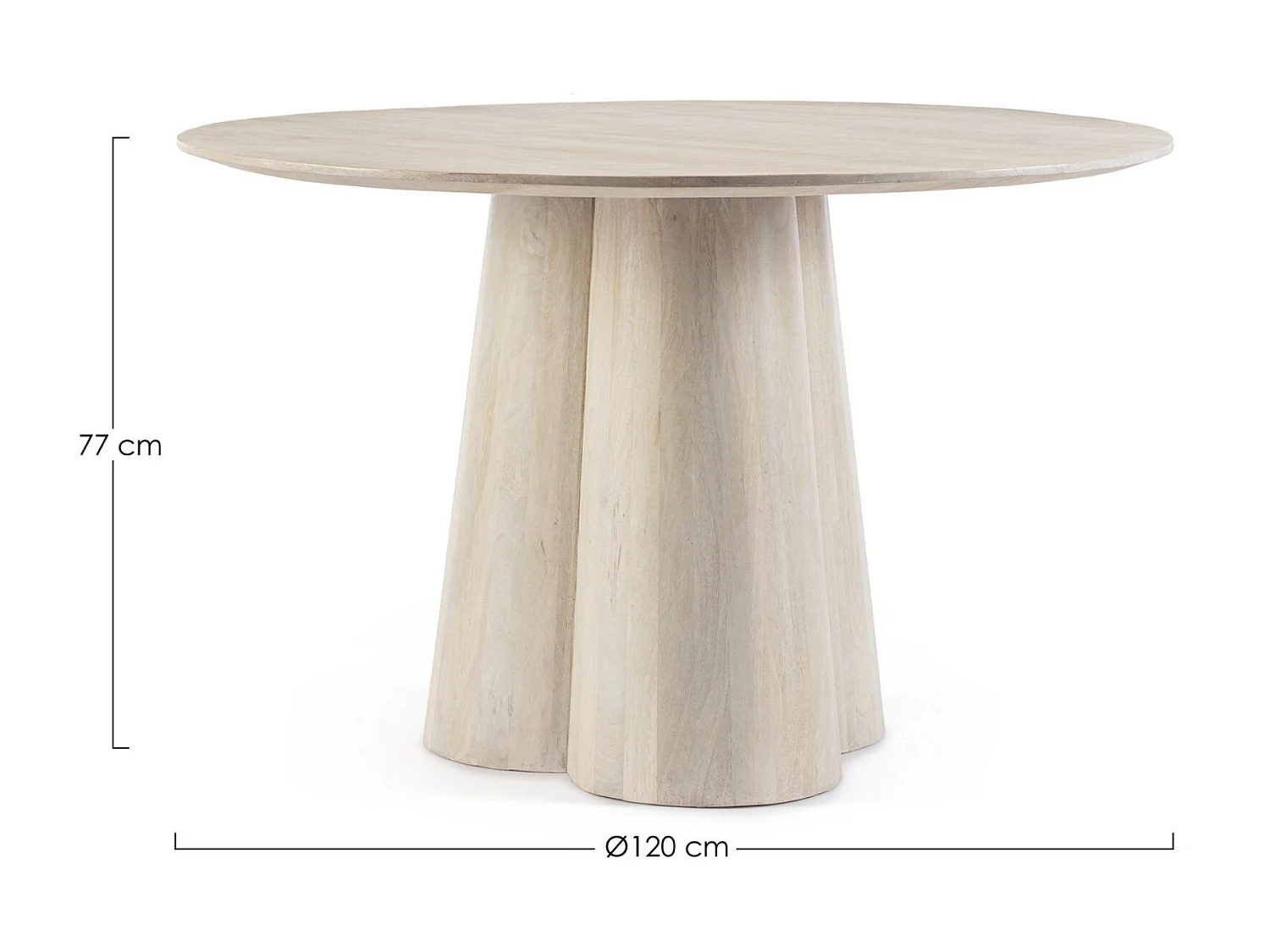 Table à manger ronde en bois massif naturel Noza 120cm