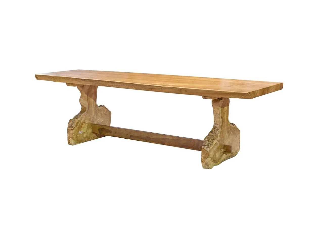 Grande table à manger en bois massif clair Rustiko 270cm