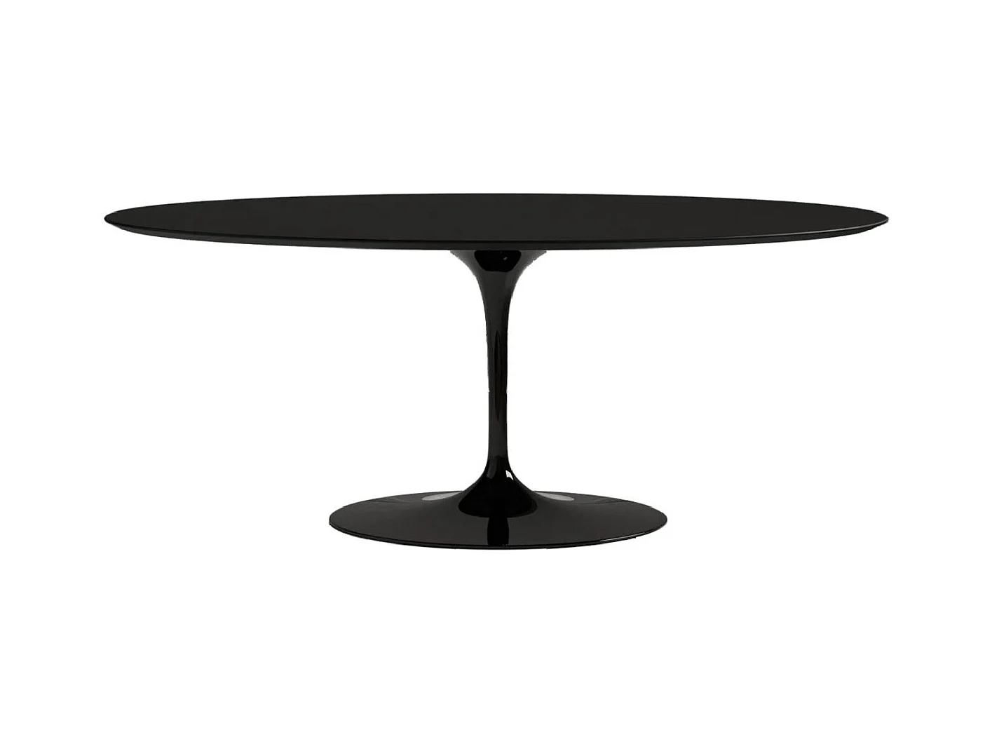Table tulipe ovale-Plateau Noir mat-Largeur 220 cm-Piètement Noir mat