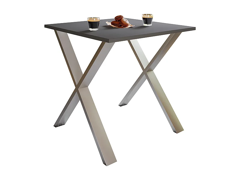 Dining table Xona Silver / Anthracite H. 76 x W. 80 x D. 80 cm