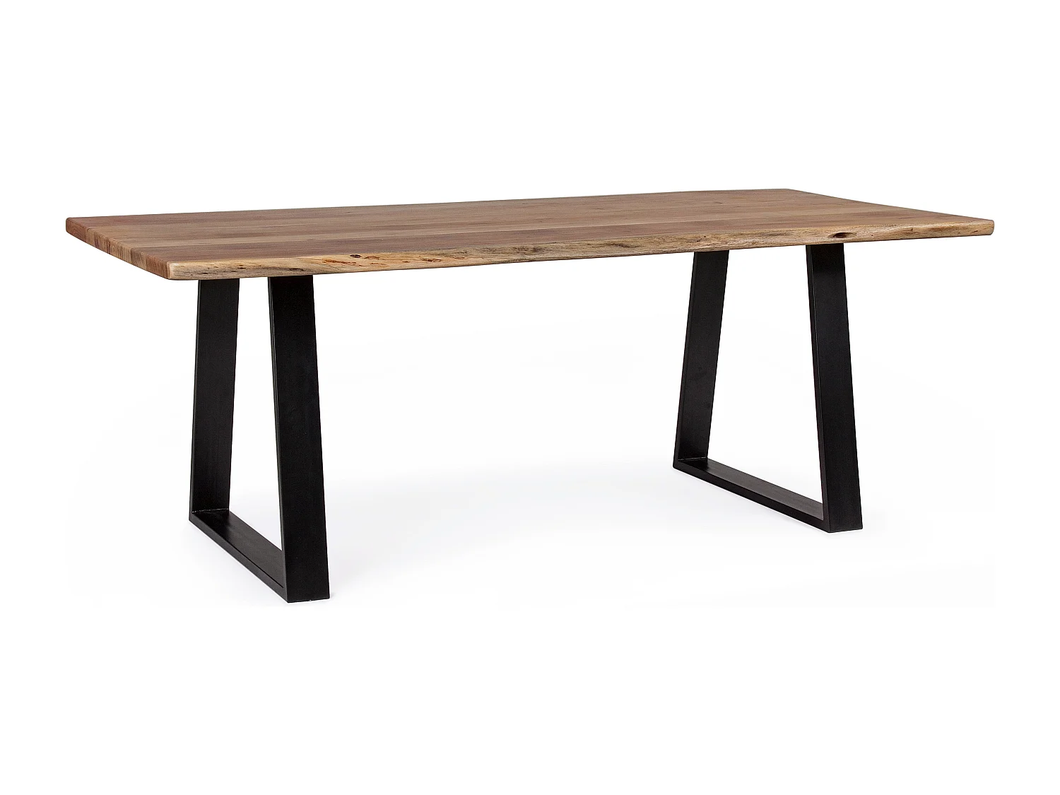 Table à manger bois d'acacia et pieds acier noir Amaly 200cm