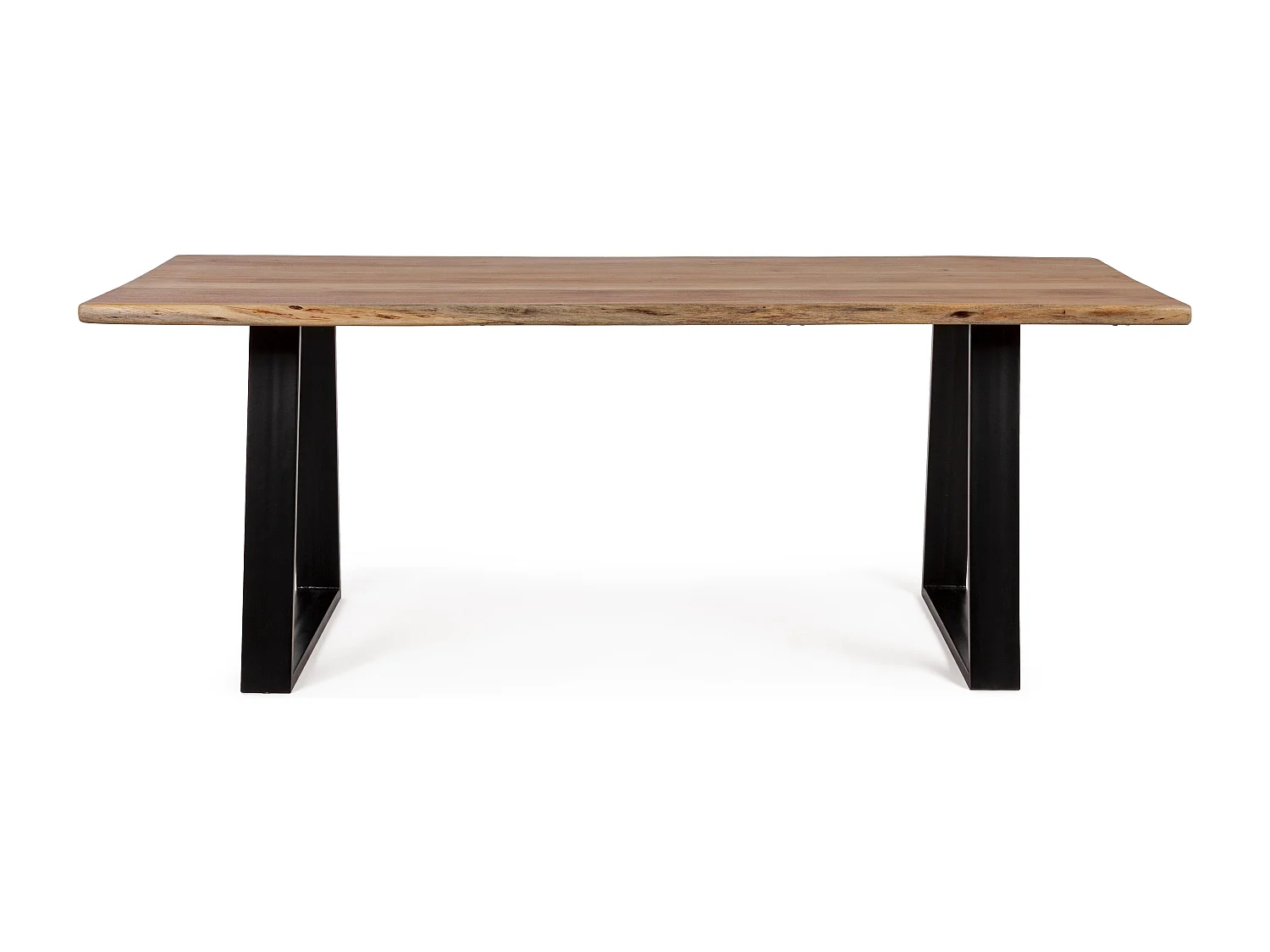 Table à manger bois d'acacia et pieds acier noir Amaly 200cm