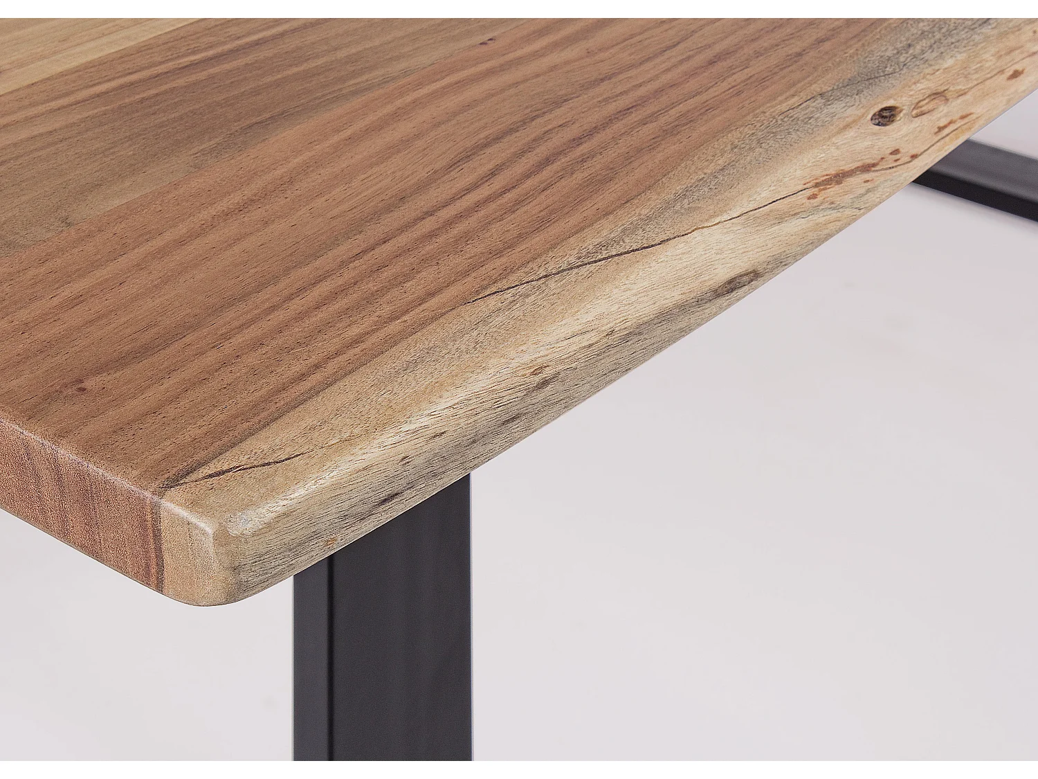 Table à manger bois d'acacia et pieds acier noir Amaly 200cm