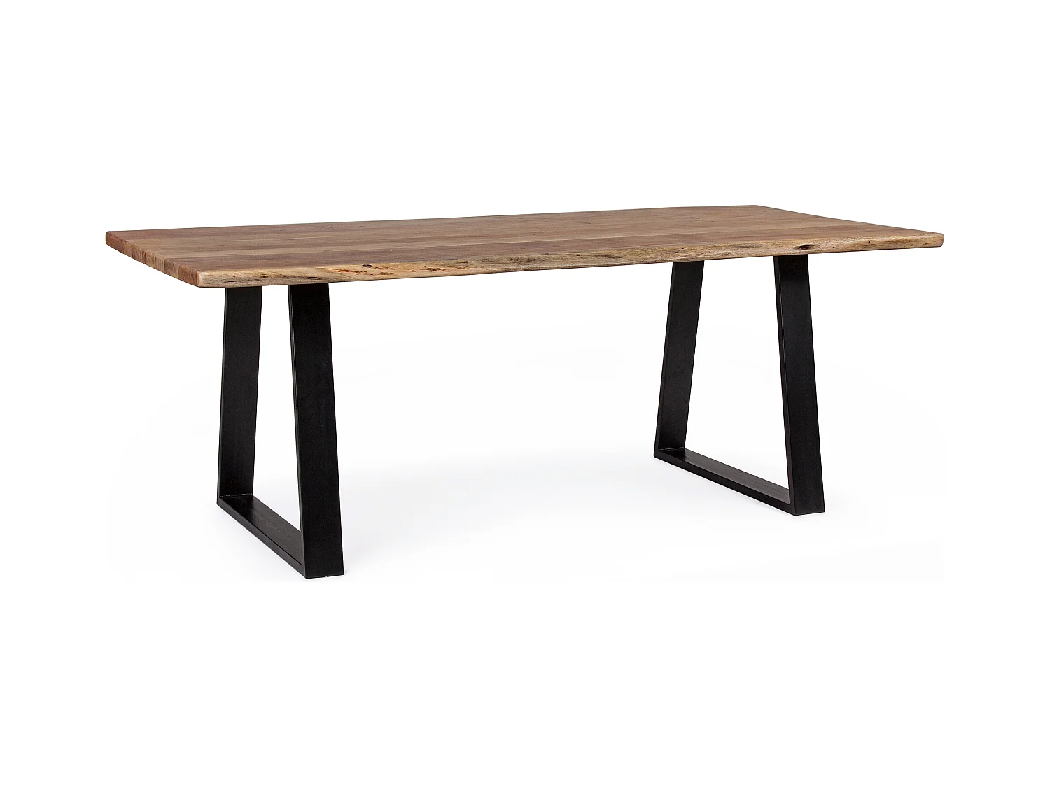 Table à manger bois d'acacia et pieds acier noir Amaly 200cm