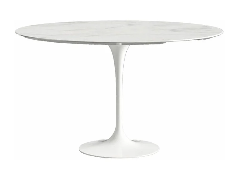 Hoogwaardige ronde marmeren tulpentafel-Plateau Carrarawit marmer-Diameter 150 cm-Baseren Briljant wit