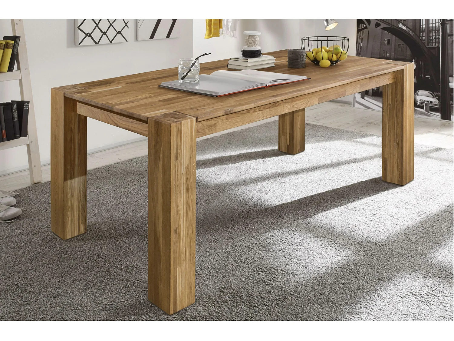 Table à manger en bois de chêne massif Proventa 220cm