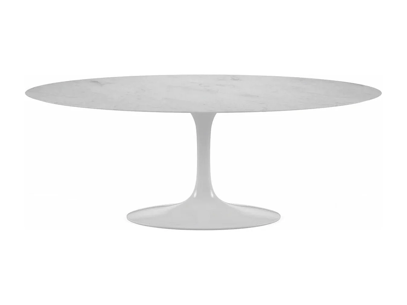 Table tulipe ronde en marbre-Plateau Marbre blanc Carrara-Diamètre 170 cm-Piètement Blanc brillant