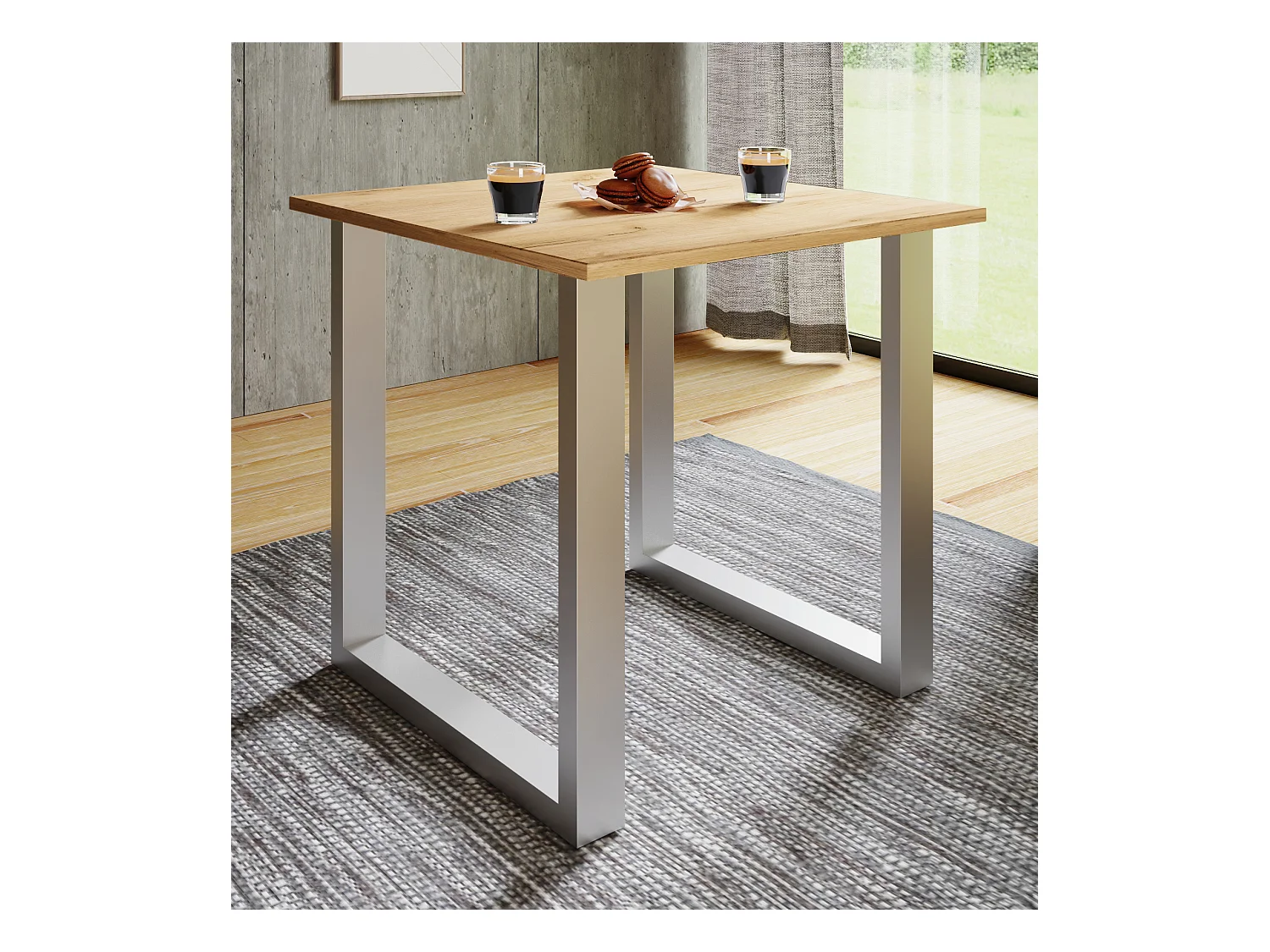 Dining table Xona Silver / Honey oak H. 76 x W. 80 x D. 80 cm