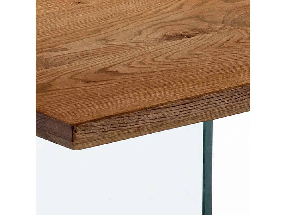 Table rectangle en bois et pieds verre trempé Finne L 180cm