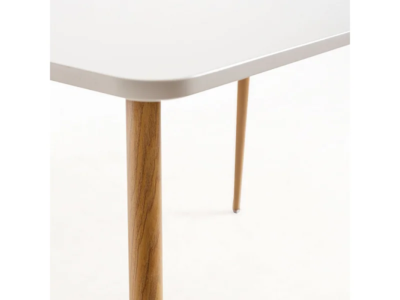 Mesa de comedor Luzia madera natural y blanca 120 cm