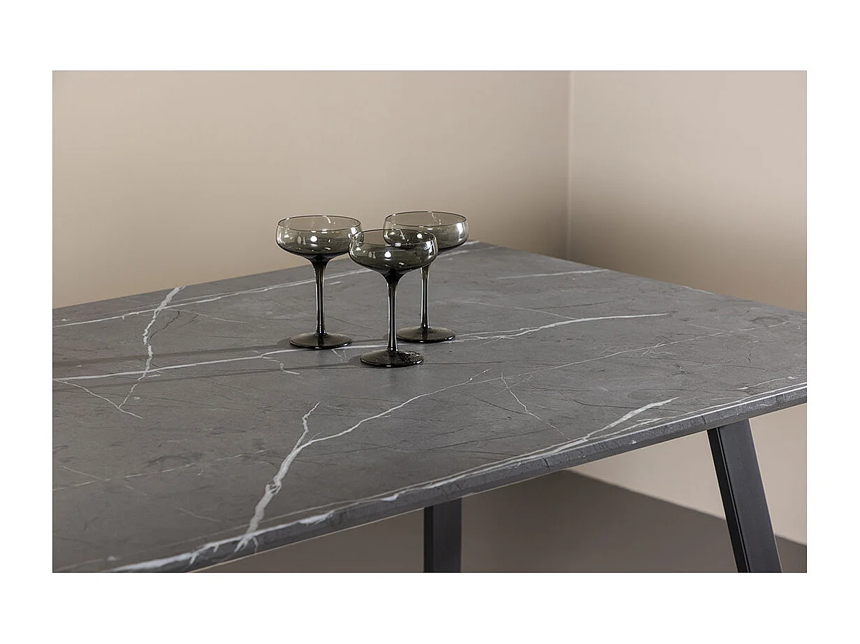 Malaga table de salle à manger marbre décor 90x200cm gris foncé,noir.