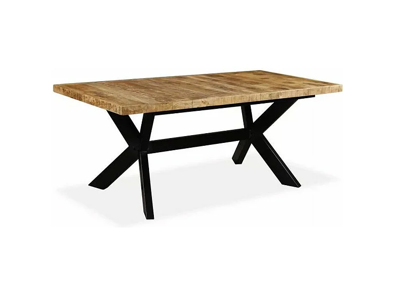 Table à manger manguier massif clair et pieds métal noir Nashe 180cm