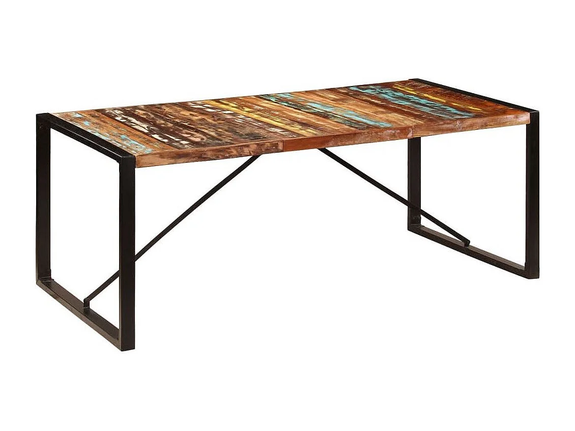 Table à manger bois reconditionné et pieds acier noir Unik 220cm