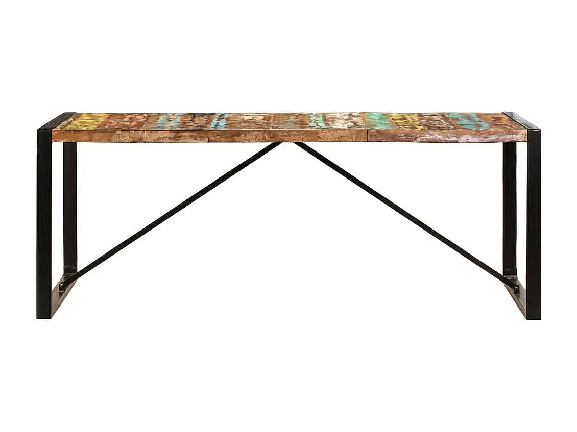 Table à manger bois reconditionné et pieds acier noir Unik 220cm