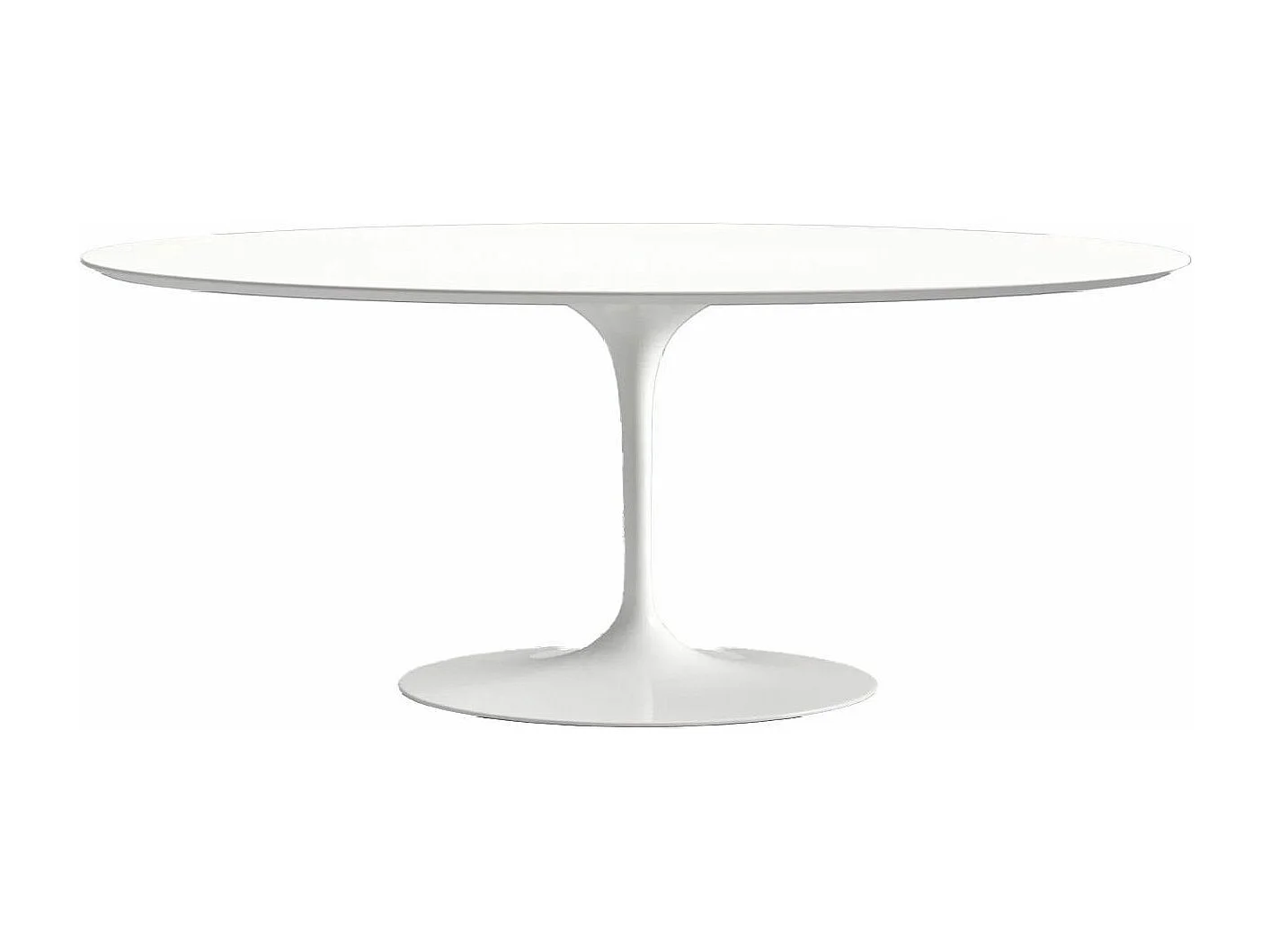 Table tulipe ovale-Plateau Blanc brillant-Largeur 160 cm-Piètement Blanc brillant