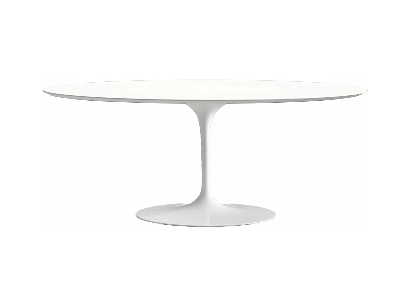 Table tulipe ovale-Plateau Blanc brillant-Largeur 160 cm-Piètement Blanc brillant