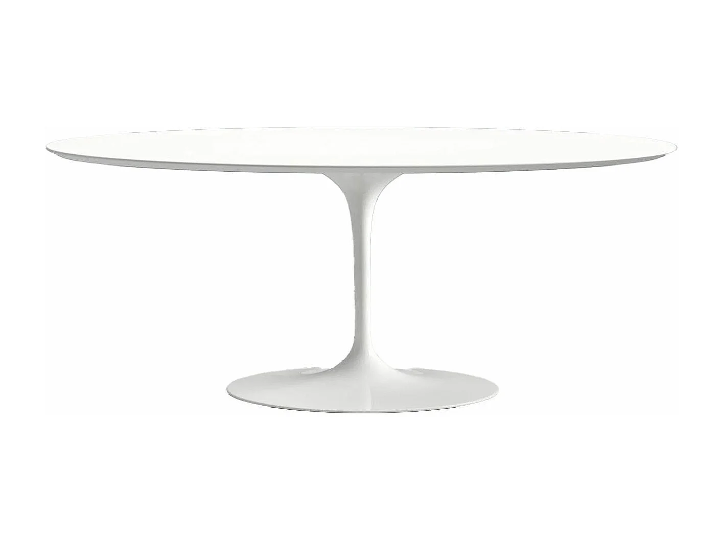 Table tulipe ovale-Plateau Blanc brillant-Largeur 160 cm-Piètement Blanc brillant