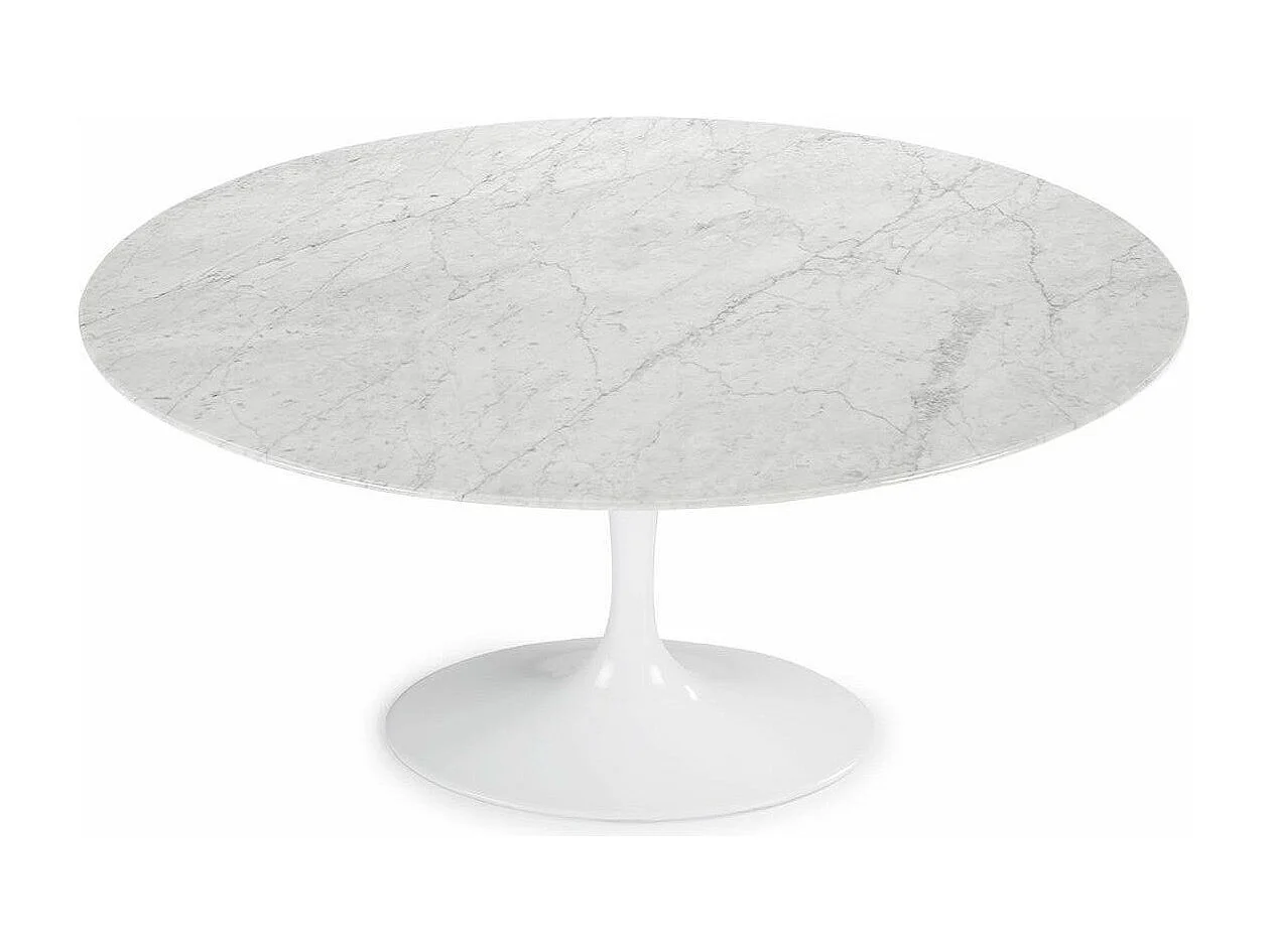 Table tulipe ronde en marbre-Plateau Marbre noir Marquinia-Diamètre 100 cm-Piètement Noir mat