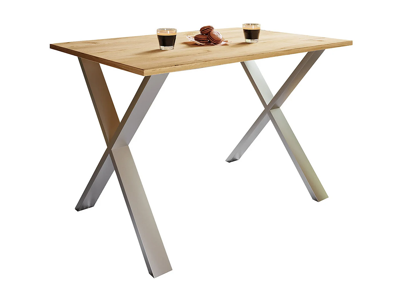 XonaX table de salle à manger 140x50 chêne décor, couleur argent.