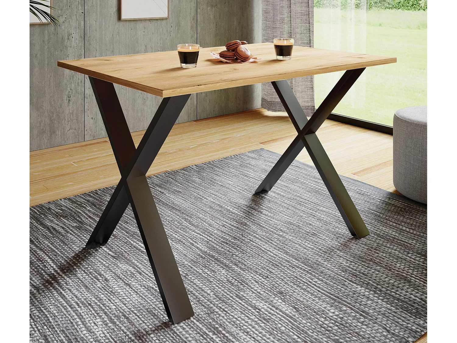 Dining table Xona Black / Honey oak H. 76 x W. 110 x D. 50 cm