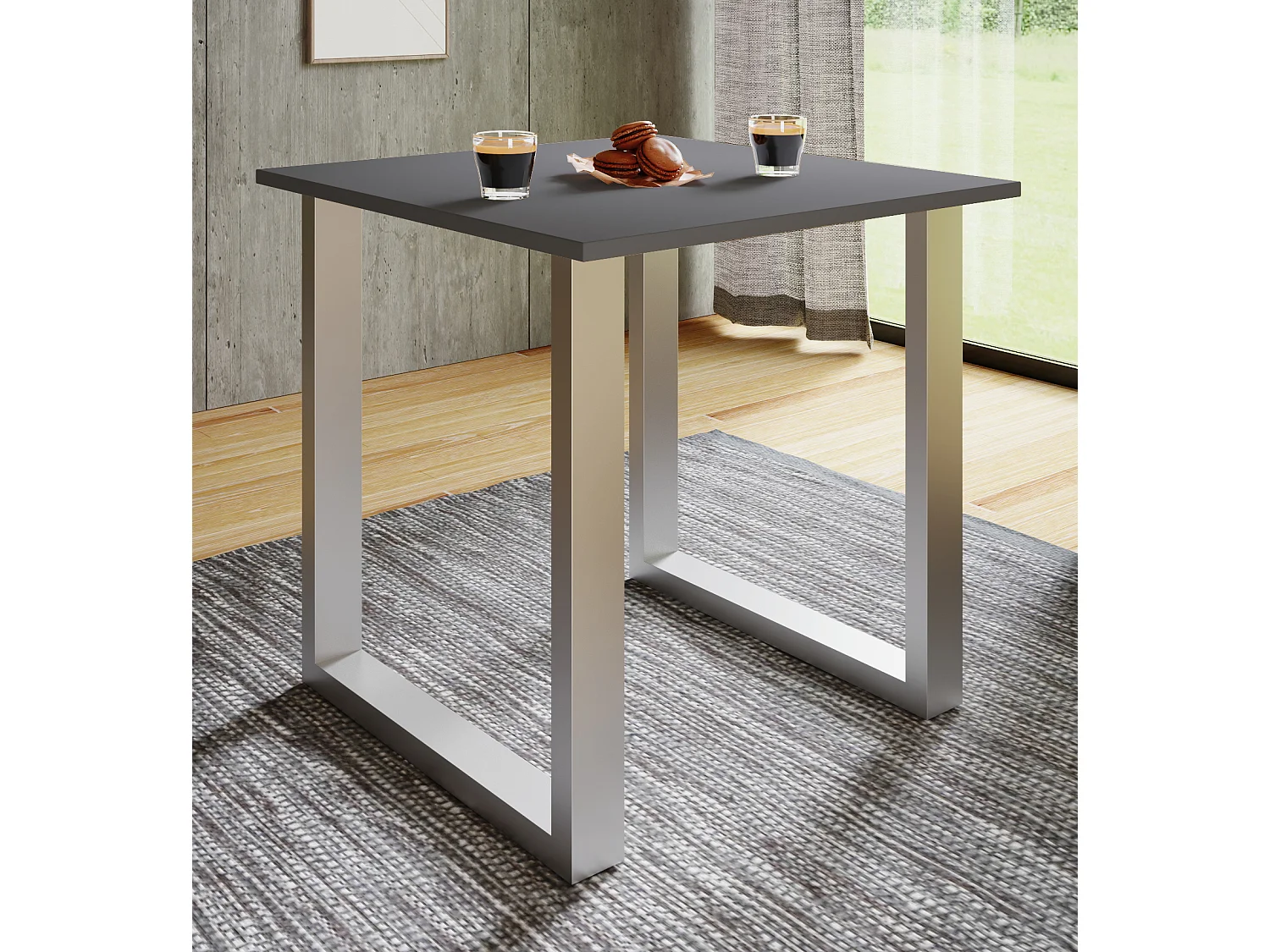 Dining table Xona Silver / Anthracite H. 76 x W. 80 x D. 80 cm