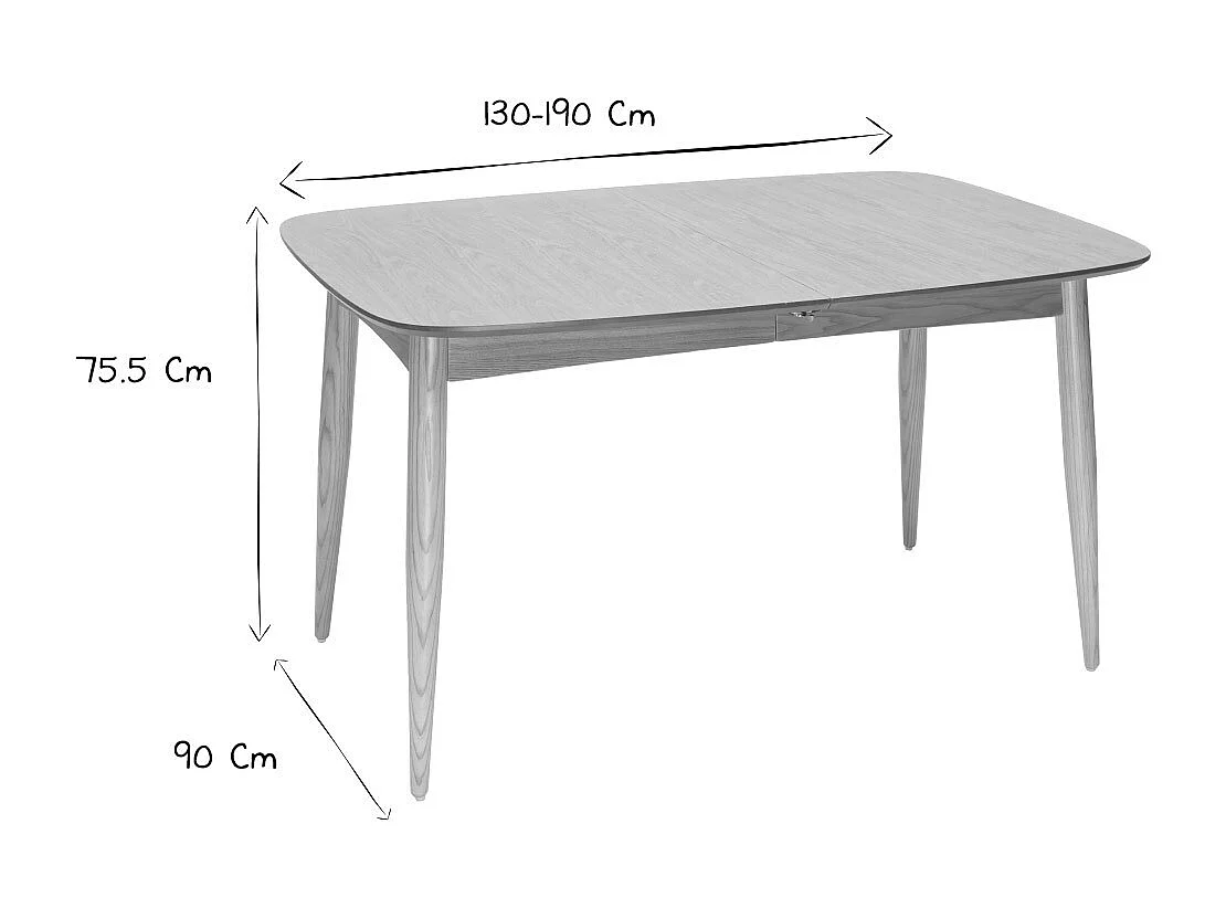 Table à manger extensible frêne L130-190 cm NORDECO