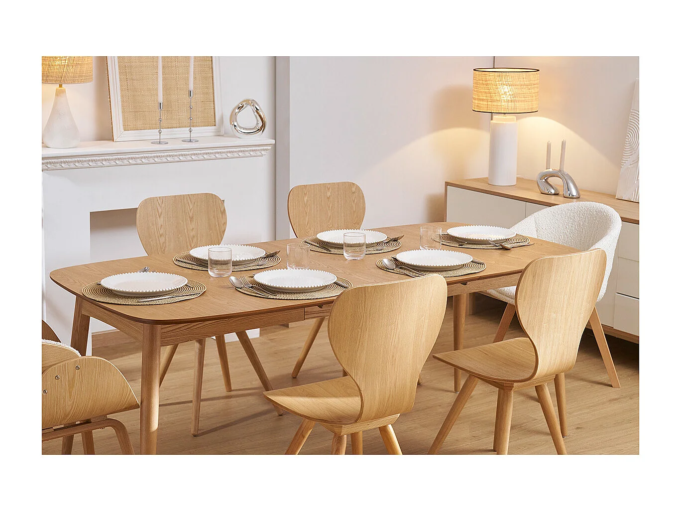 Table à manger extensible frêne L130-190 cm NORDECO