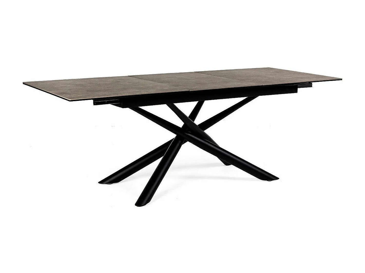 Table extensible 6 à 10 places céramique marron et acier noir Seray 160-220cm