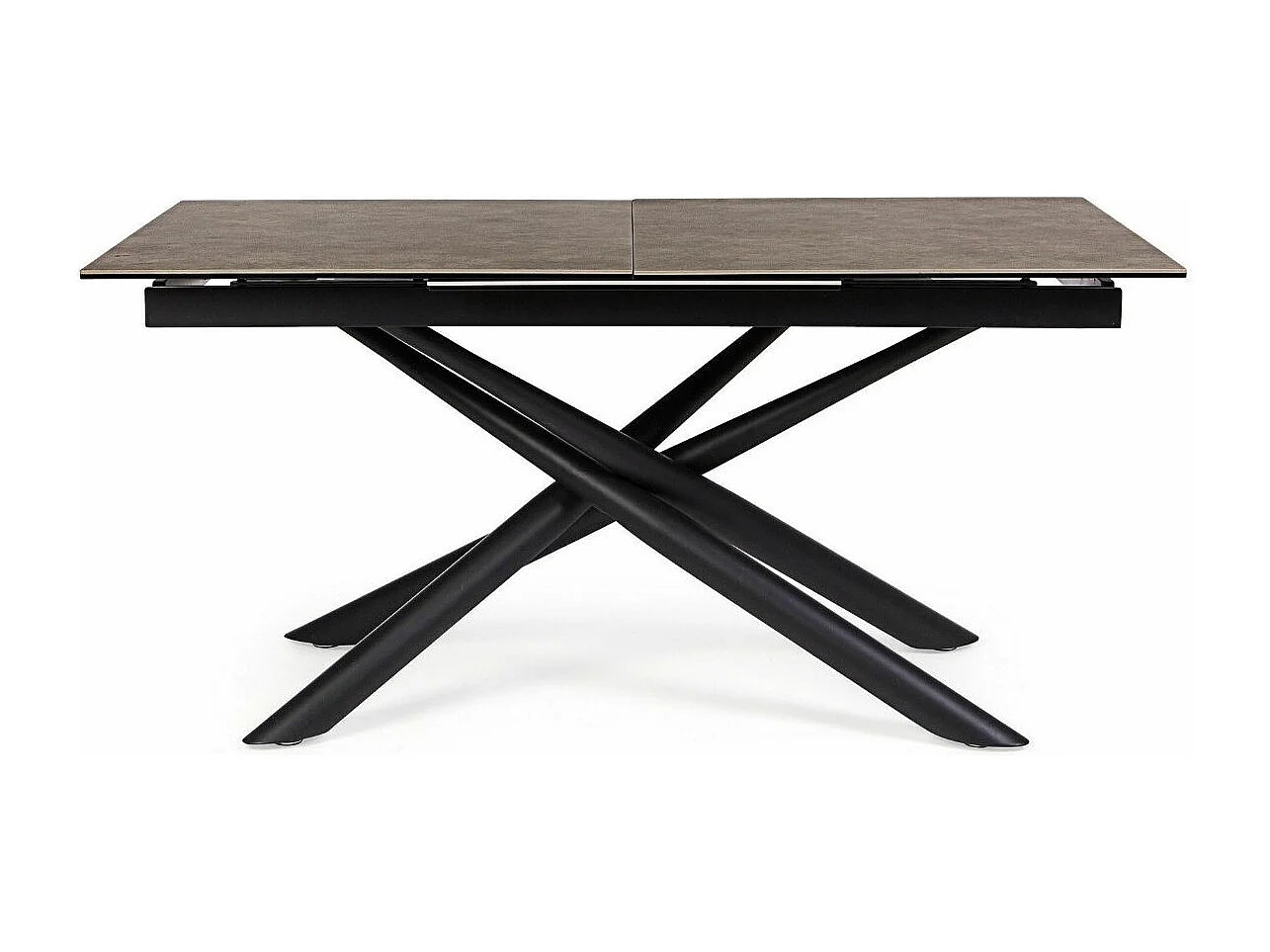 Table extensible 6 à 10 places céramique marron et acier noir Seray 160-220cm