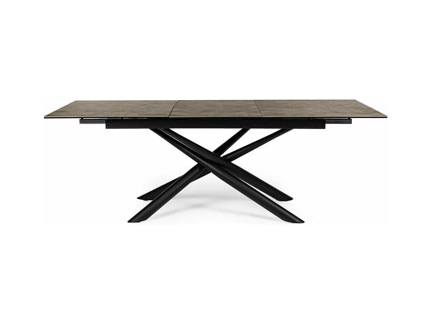 Table extensible 6 à 10 places céramique marron et acier noir Seray 160-220cm
