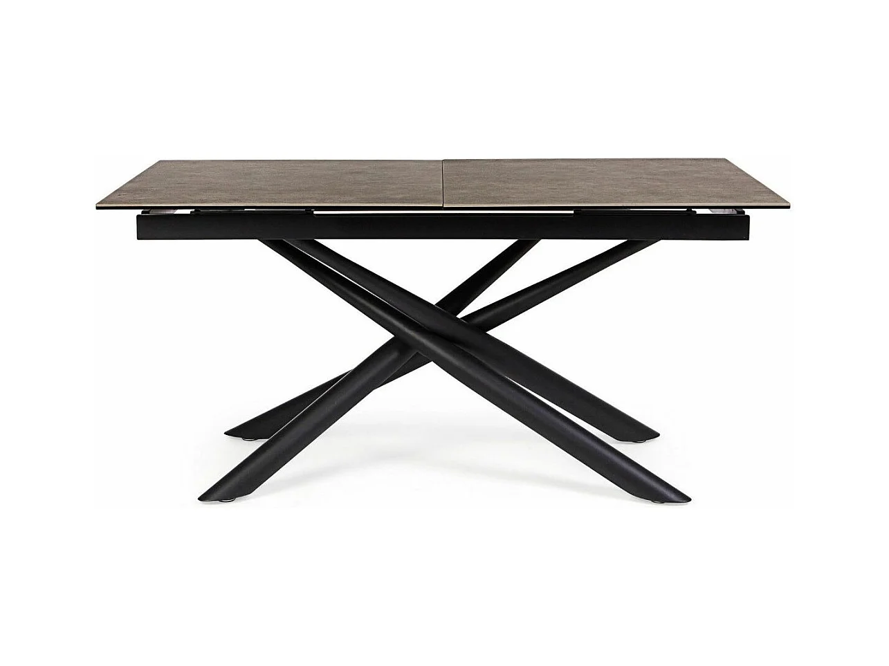 Table extensible 6 à 10 places céramique marron et acier noir Seray 160-220cm