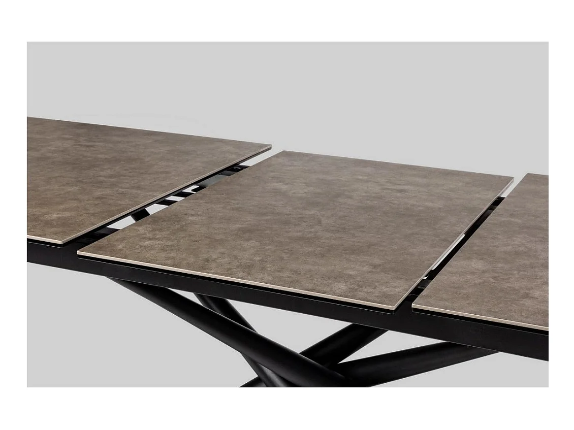 Table extensible 6 à 10 places céramique marron et acier noir Seray 160-220cm