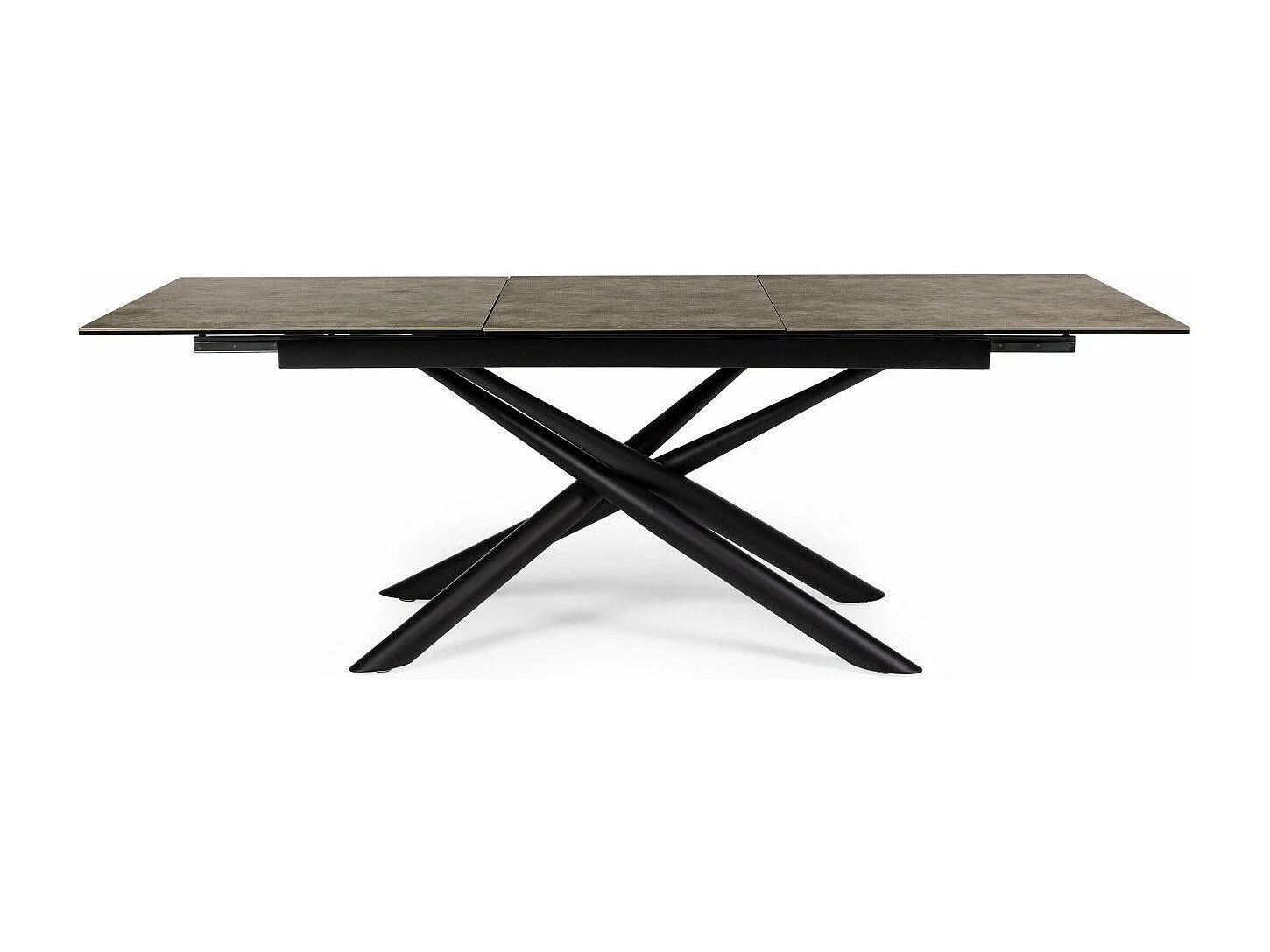 Table extensible 6 à 10 places céramique marron et acier noir Seray 160-220cm