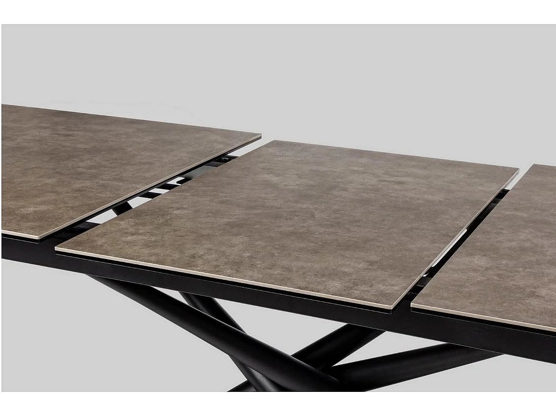 Table extensible 6 à 10 places céramique marron et acier noir Seray 160-220cm