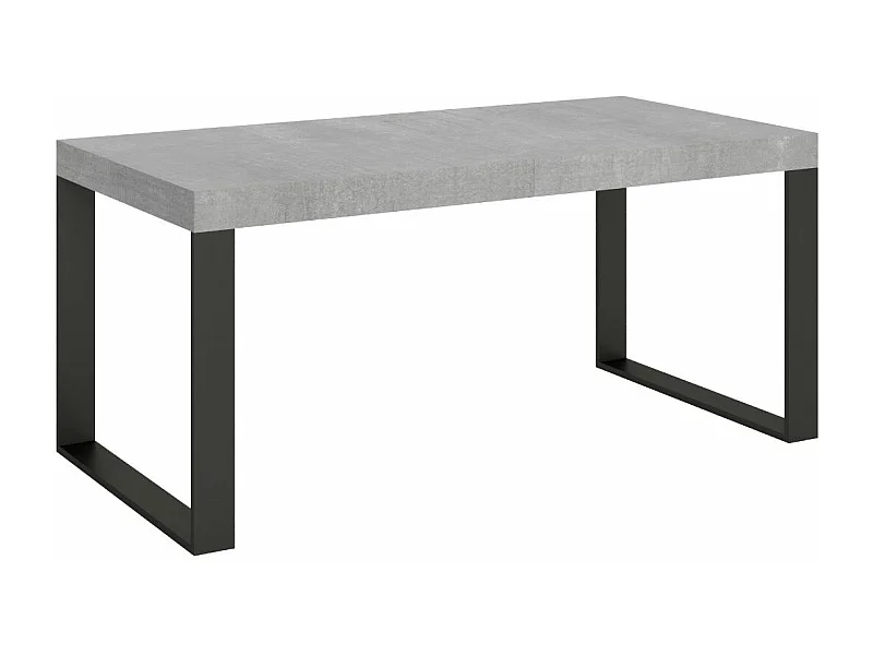 Table à manger extensible Tiroz-Couleur Gris ciment-4 pieds-2 rallonges épaisses-160 à 264cm